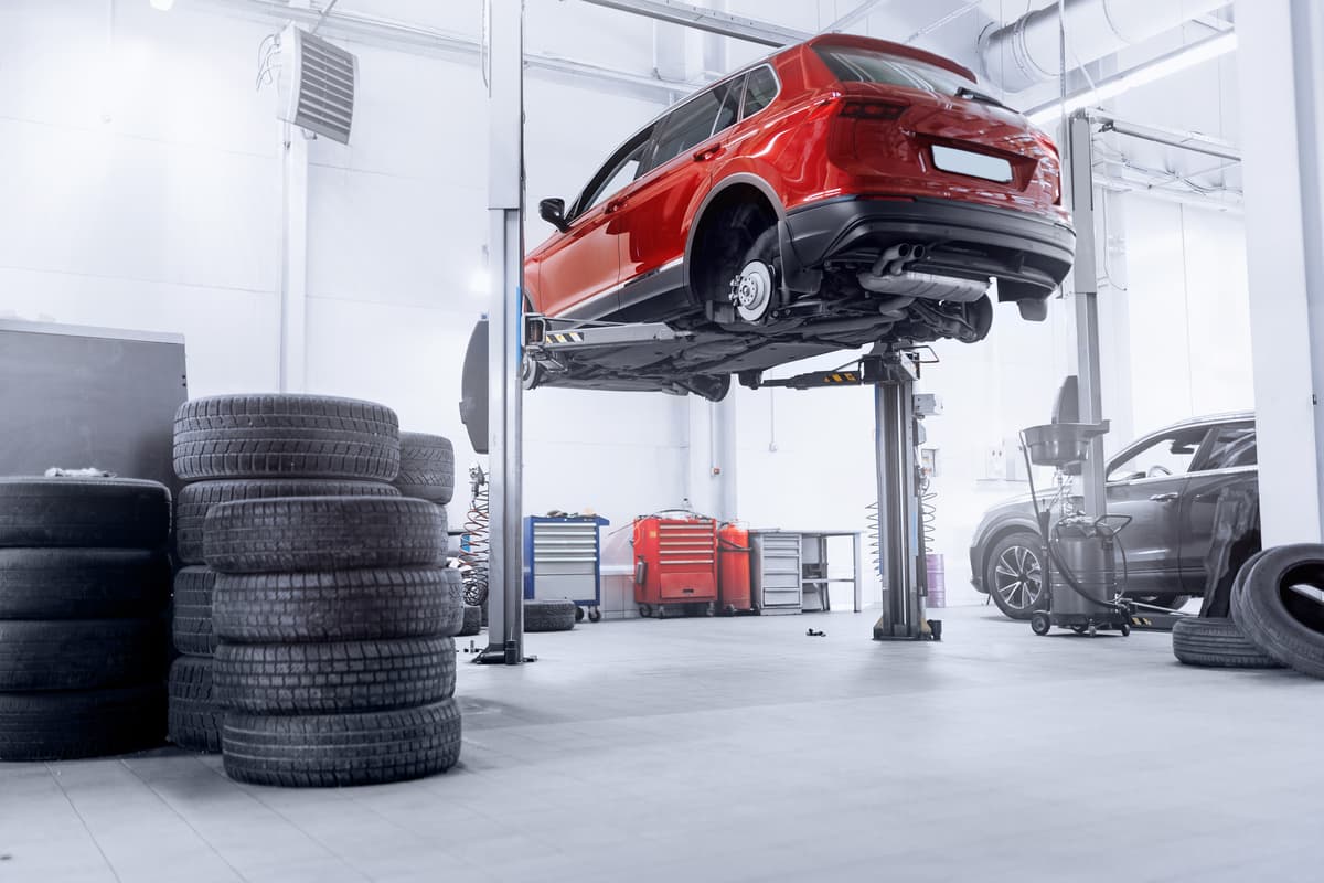 Mechanic working on a car